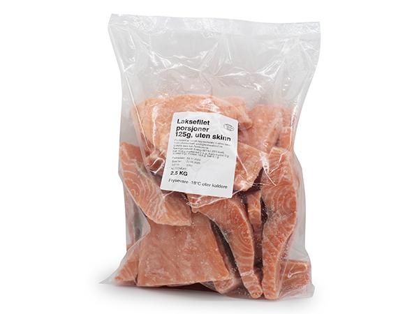 Laks porsjoner 125 g u/ skinn og bein 2x2,5 kg, 5 kg krt, Frys 0