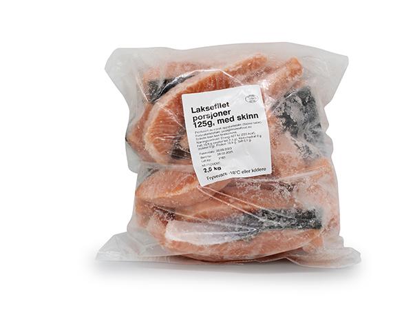 Laks porsjon 125g m/skinn u/bein, IQF, 2x2,5kg, 5 kg kr , Frys 0